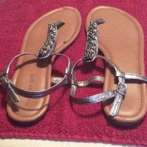 Madden Girl Silver Gray Beaded Sandals Size 8.5